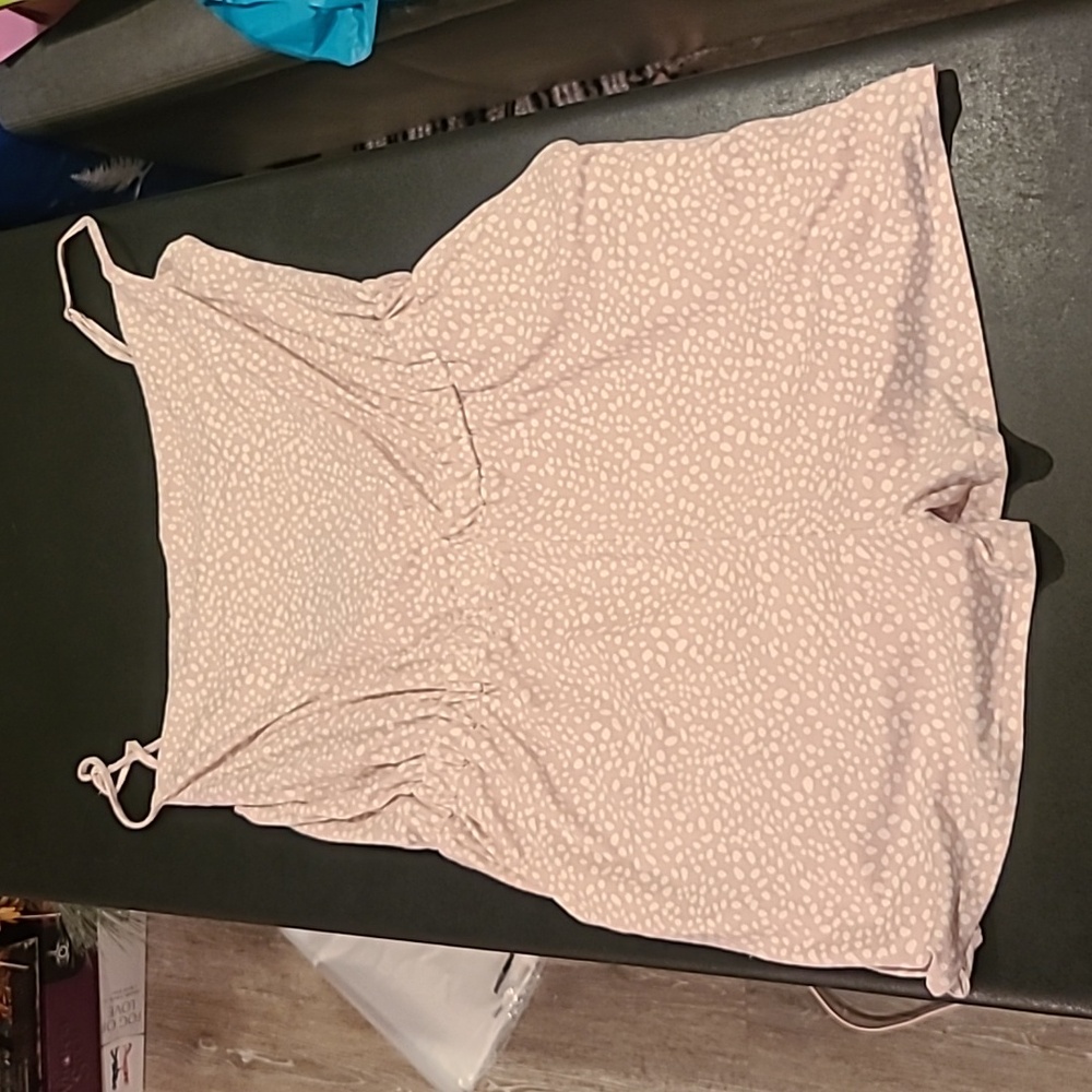 LE LIS Polka Dot Soft Pink/Mauve Tank Romper L NWT